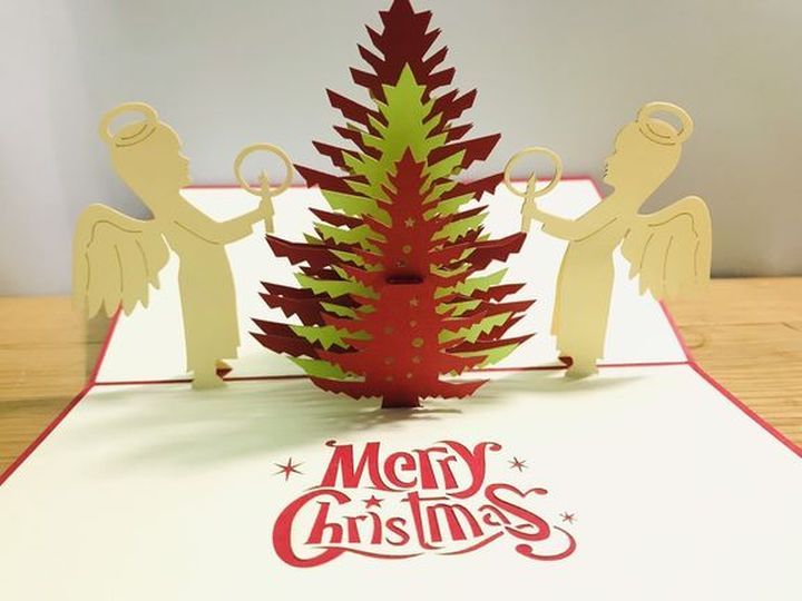 3d card - Angel and Christmas tree - NOT11