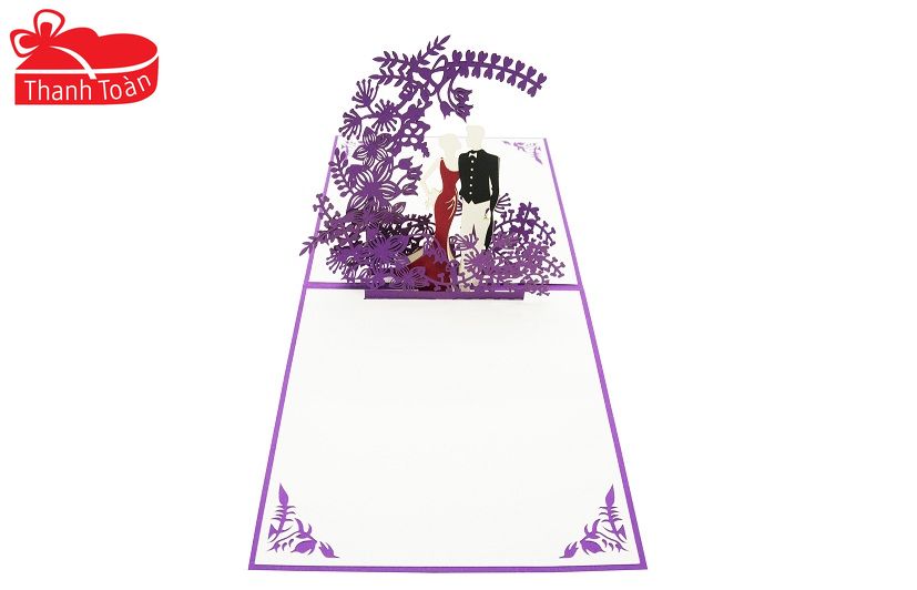 NV60 Couple under purple garland (Small) 3D Pop Up Card