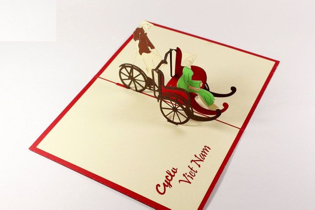 Thanh Toan 3d card - Cyclo and ao dai girl - NCN41