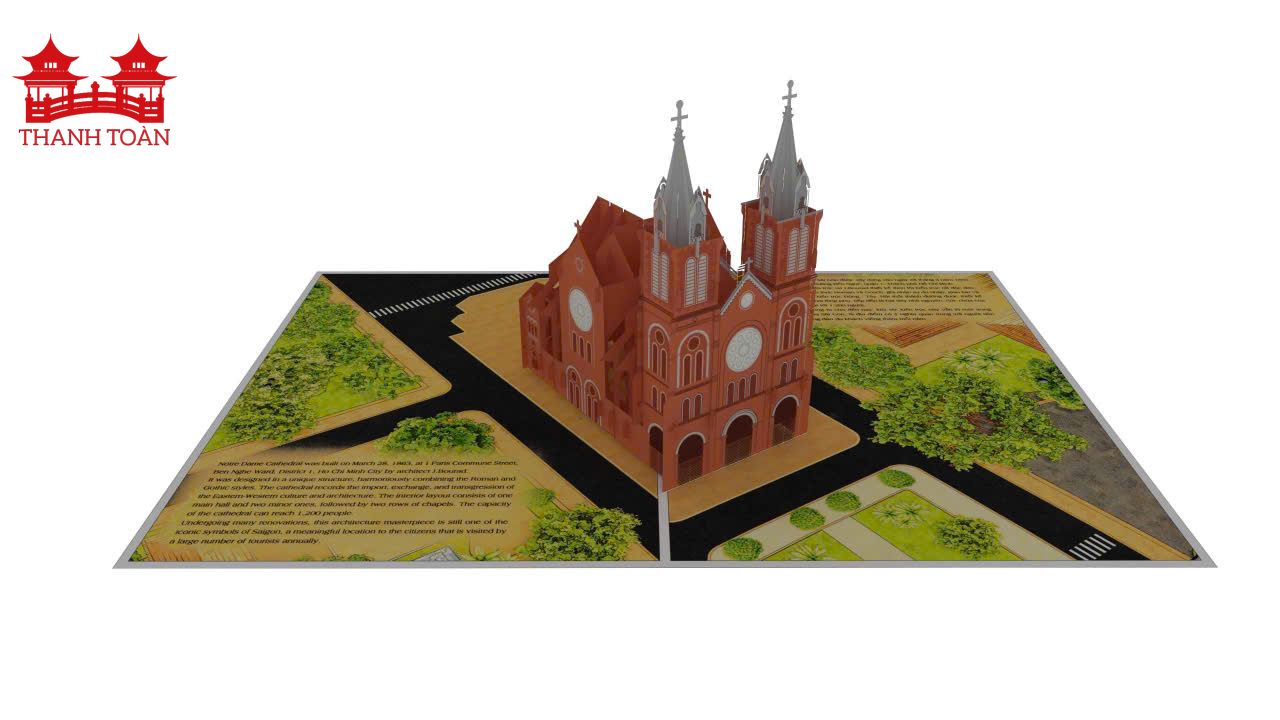 Vietnamese Pop-up Card - Vietnam - Notre Dame Cathedral, Ho Chi Minh City - L26