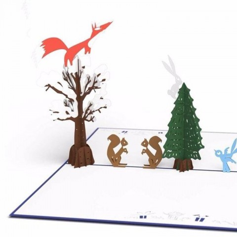 3D card - Christmas hill after snowfall - NOT16