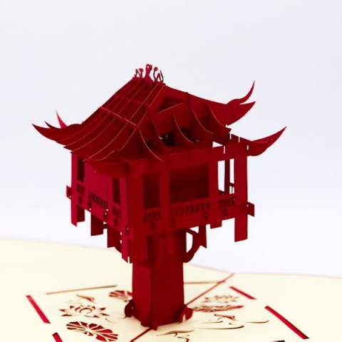 L03 One Pillar Pagoda 3D Pop Up Card