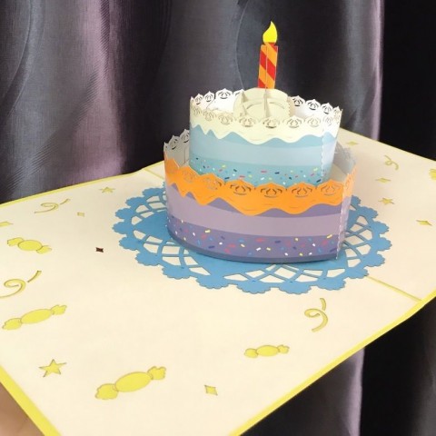 Thanh Toan 3D card - Happy birthday - Large birthday cake - ASP10
