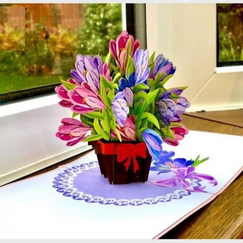 Thanh Toan 3D card - Plants and flowers - Tulip flower pot - ASP06